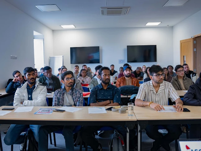Students attending a classroom lecture at Ascencia Malta