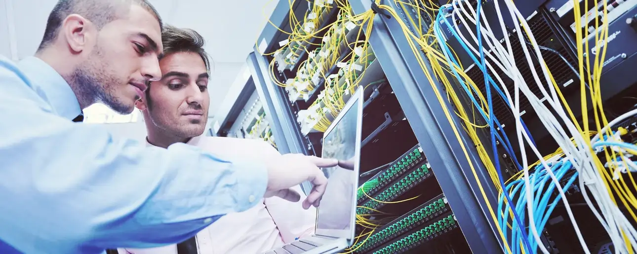 Students learning Computer Systems Engineering at Ascencia Malta, working on network infrastructure and server technologies in a practical IT environment.